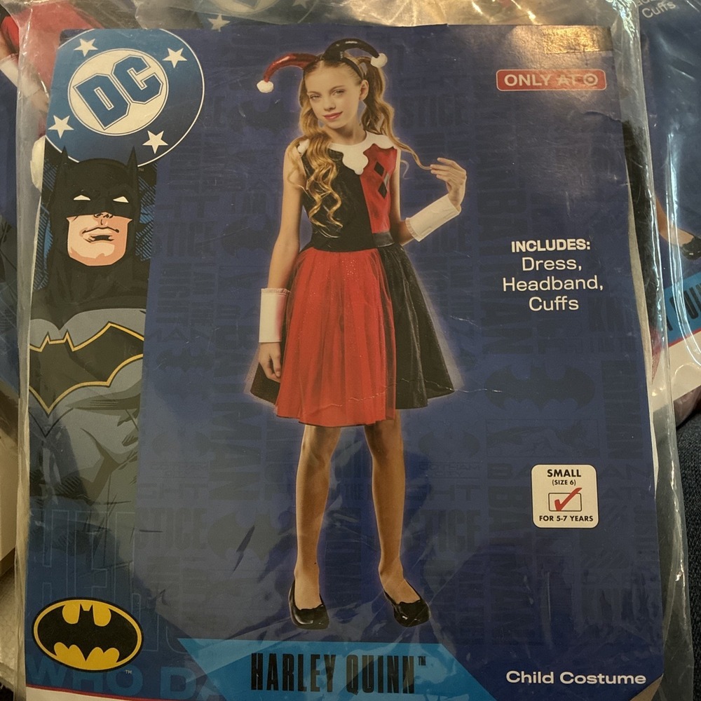 HARLEY QUINN Dress Rubies Halloween Costume girls Size Small 5-7 DC Comics nwt - Picture 2 of 9